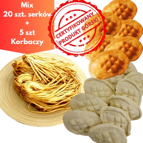 Zestaw serów górskich: 10x mały wędzony+10x mały biały+ 5x Korbacze wedzone