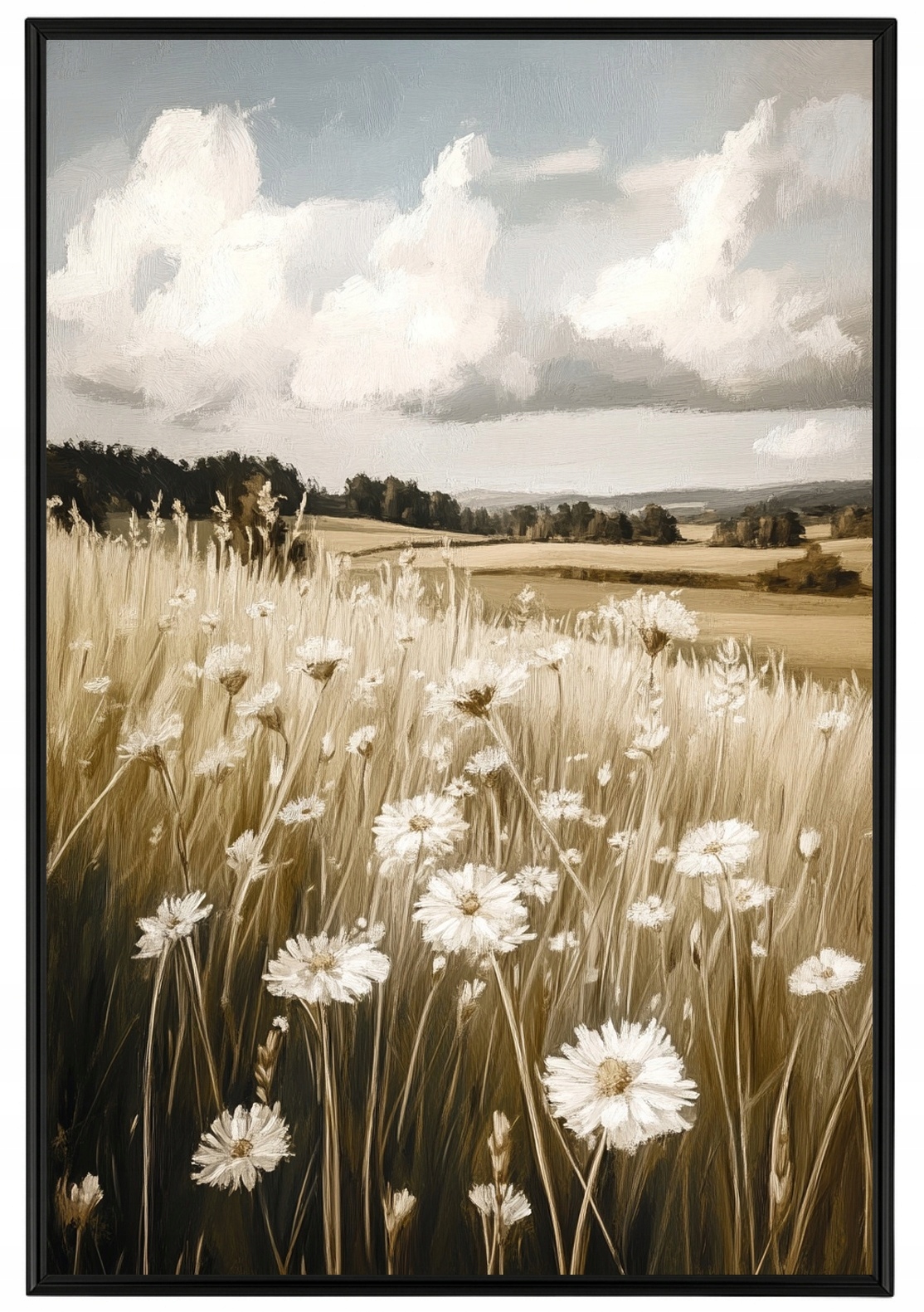 Plakát Rámeček Hliník Vintage Vesnice Pole Louka Květiny Sedmikrásky Léto 40x60