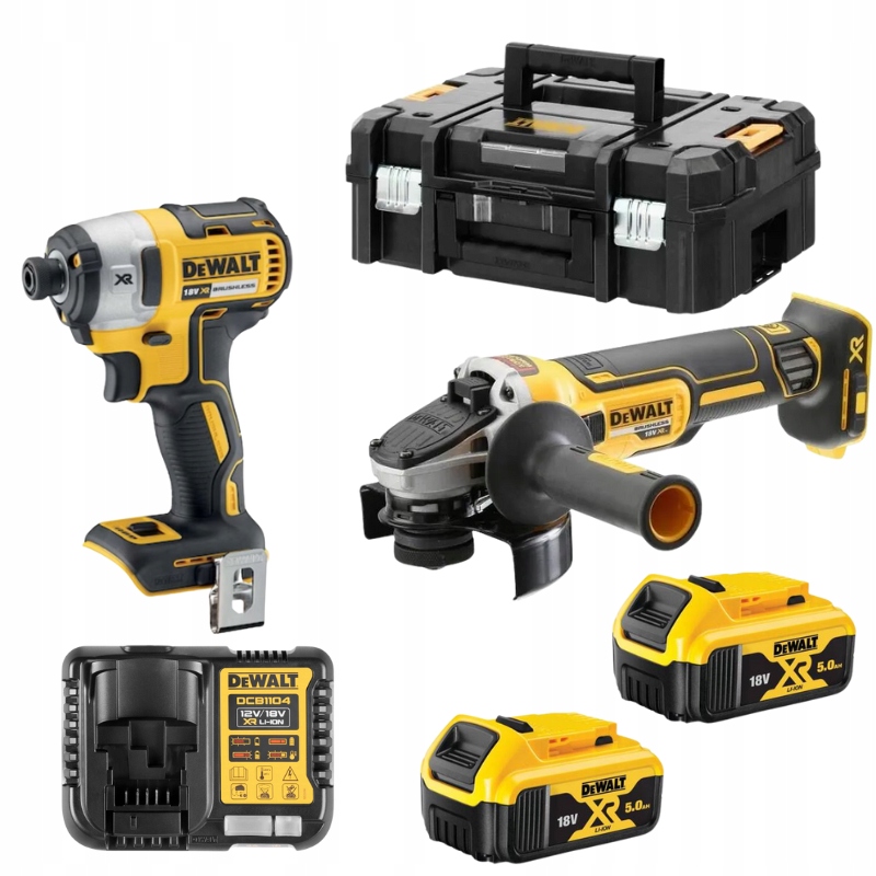 Zestaw bezszczotkowy DeWALT DCG405+DCF887 18V Xr 2x5Ah Tstak II