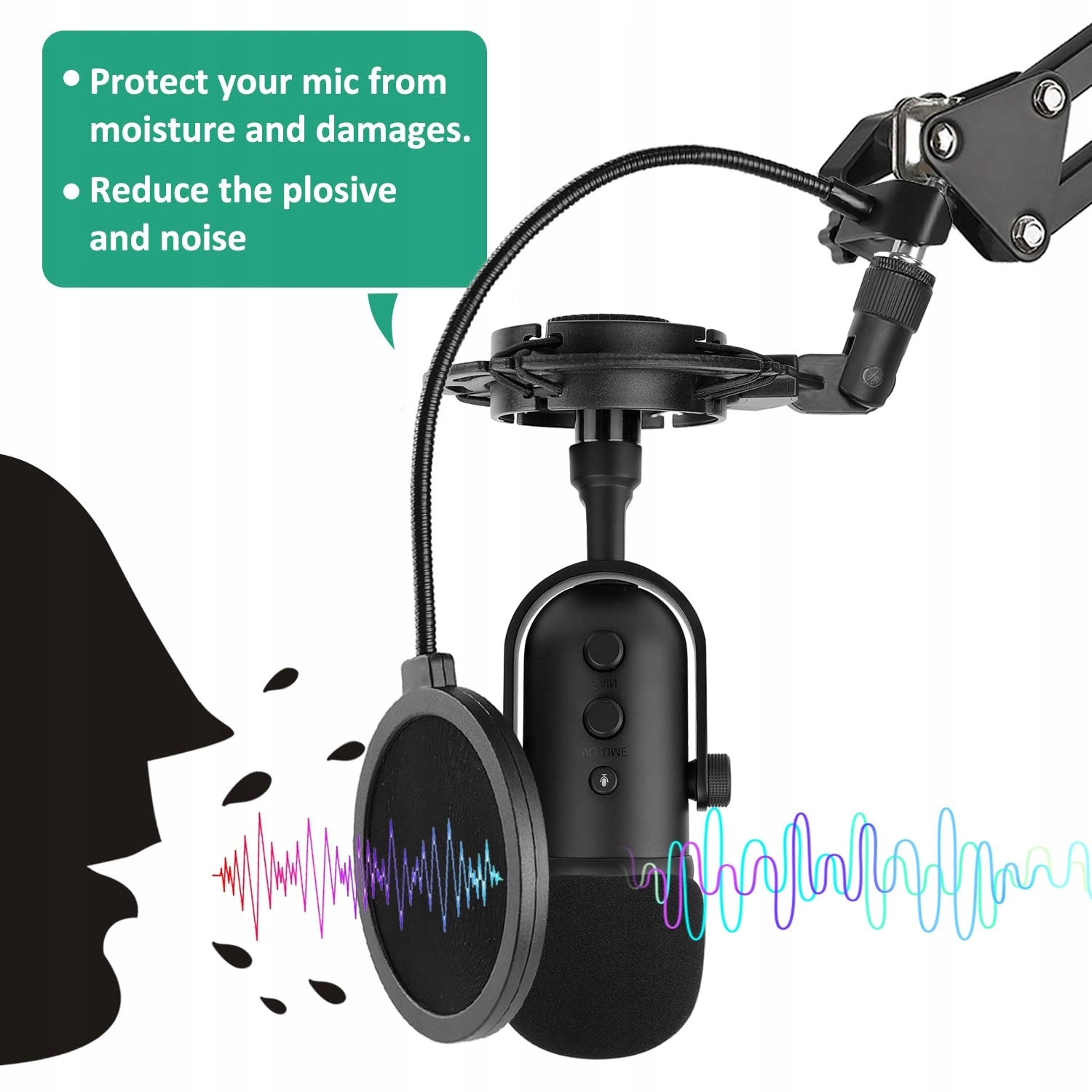Rigych Seiren V2 Pro Mikrofon Ramię Pop Filtr Uchwyt Biurkowy Stojak — miniatura 5