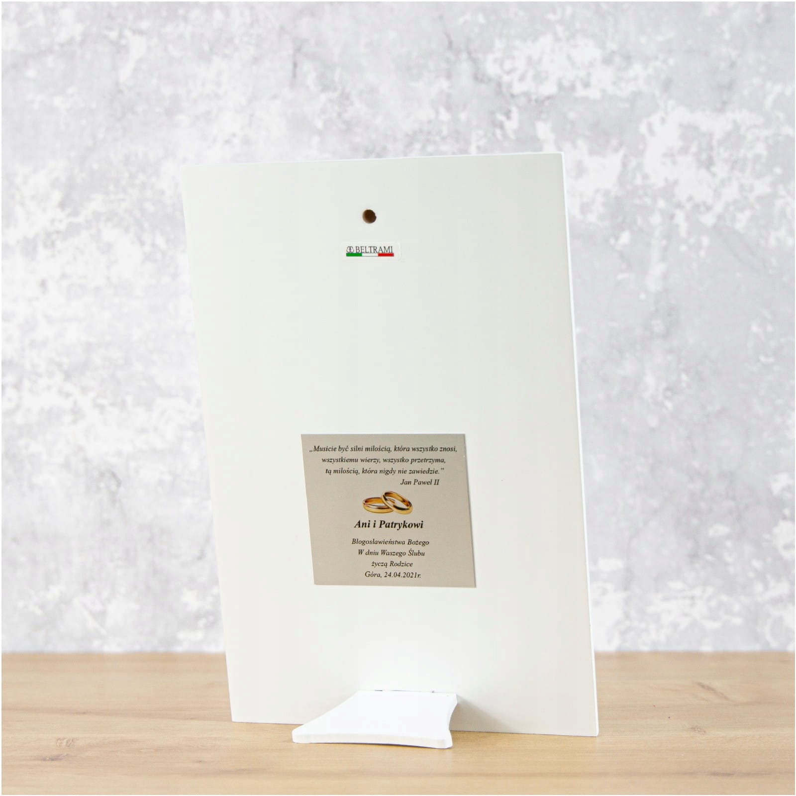 ŚWIĘTA RODZINA PREZENT NA ŚLUB ROCZNICĘ ŚLUBU OBRAZEK SREBRNY Z GRAWEREM Długość (cm) 30.4 cm