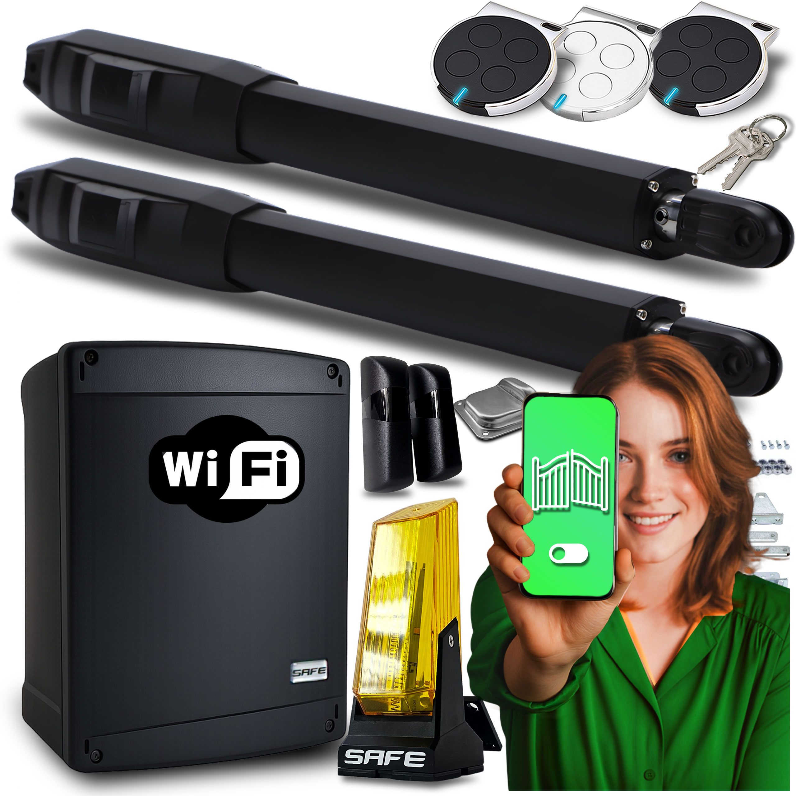 Set Pohon Pro Dvoukřídlou Bránu Wifi Supla ovladače pohony 8 m 200 Kg