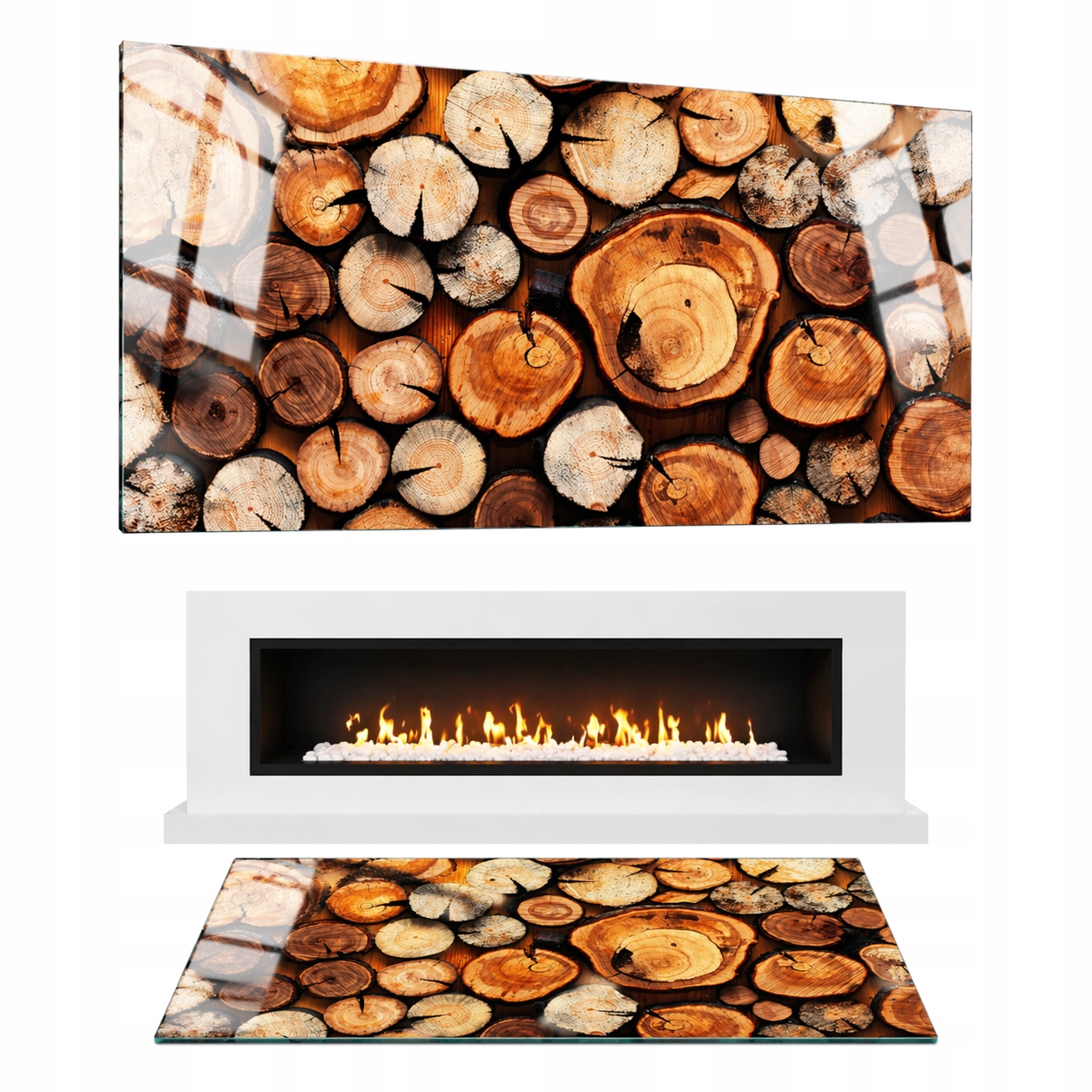 Sklo Pod Krb Tvrzené Sklo Podložka Rozměr 90x52cm Grafika Dřevo