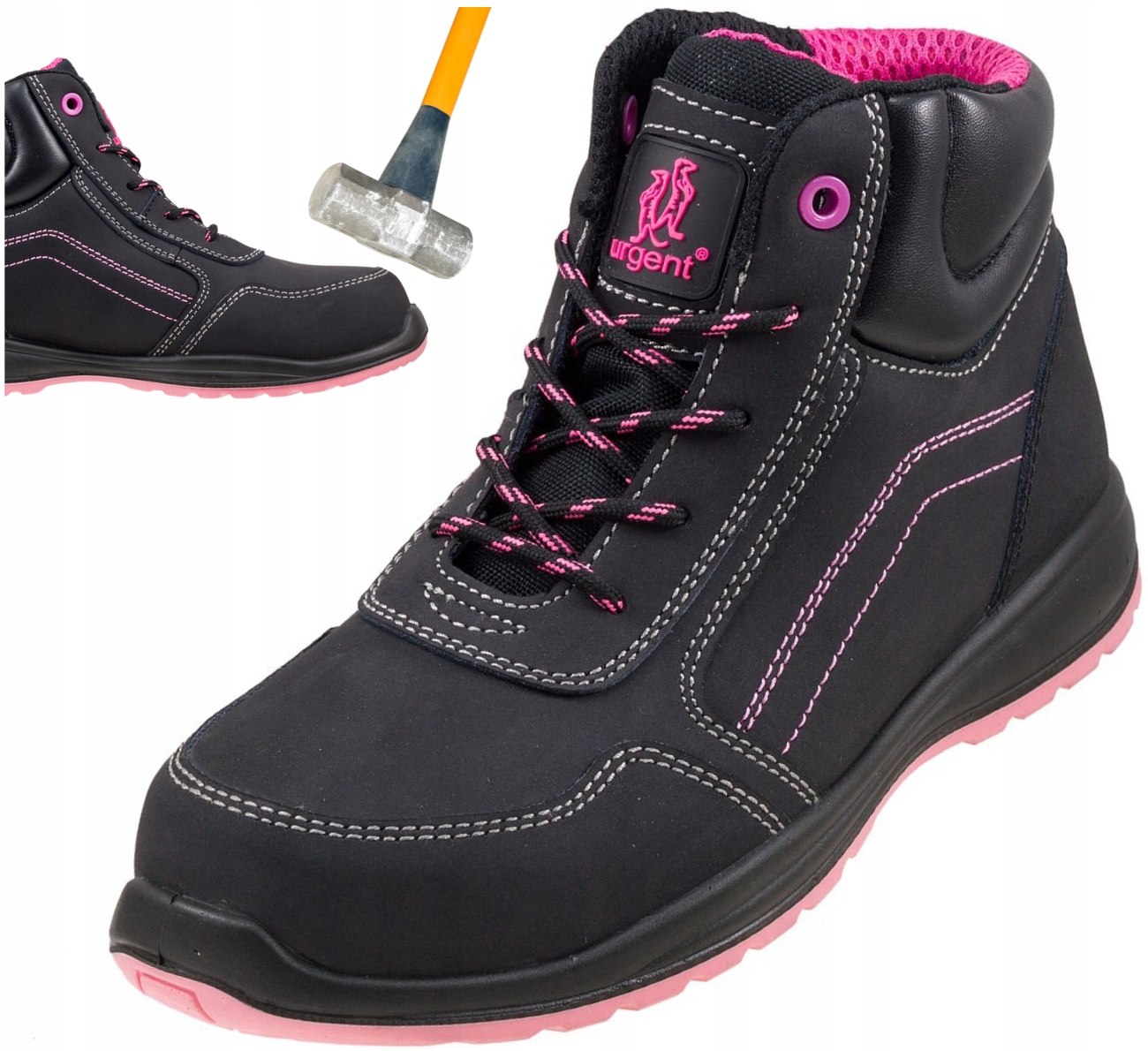 Buty robocze damskie Trzewiki Skórzane ochronne z Podnoskiem Bhp Urgent 39