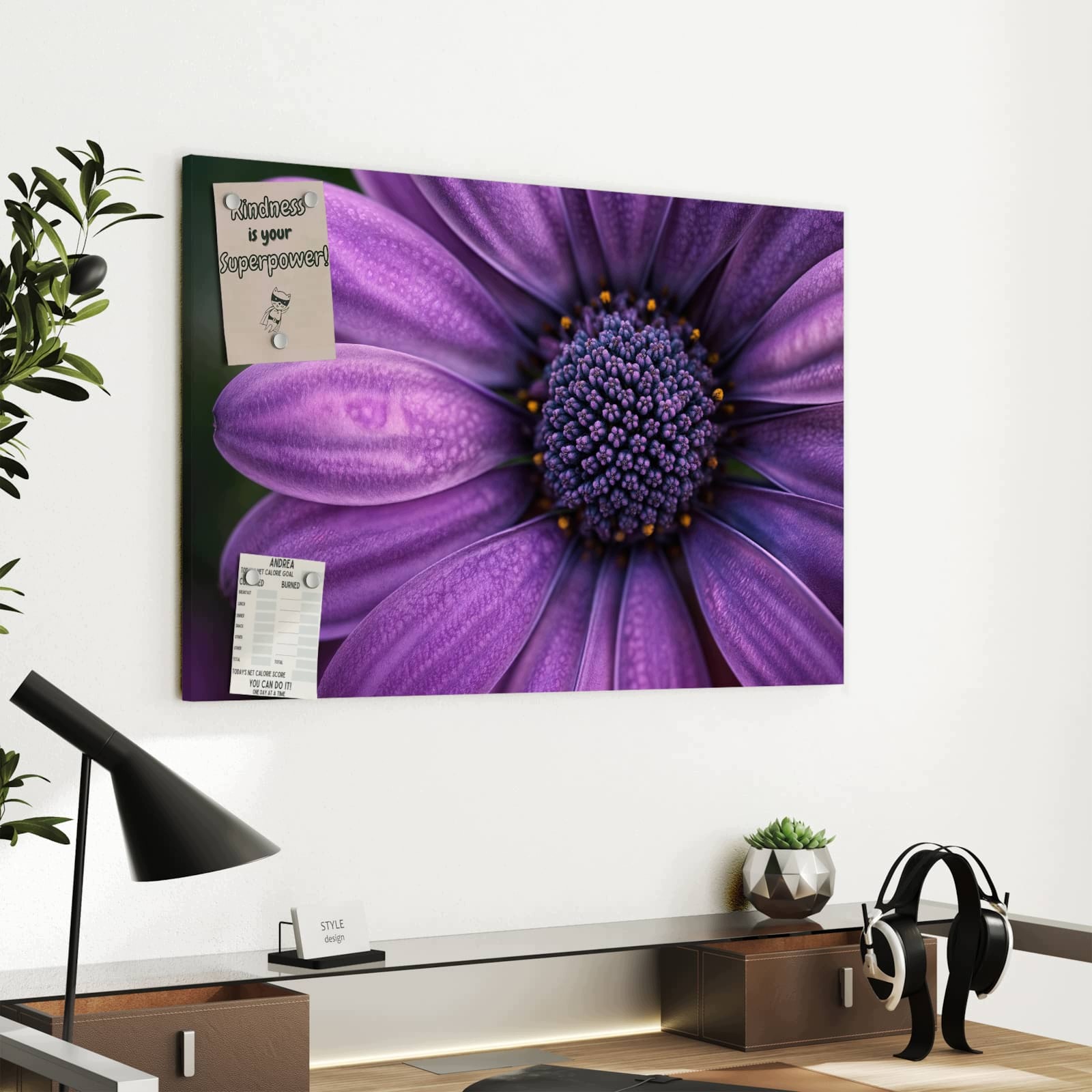 Magnetická tabule Fialový Cud květin 60 × 40 cm