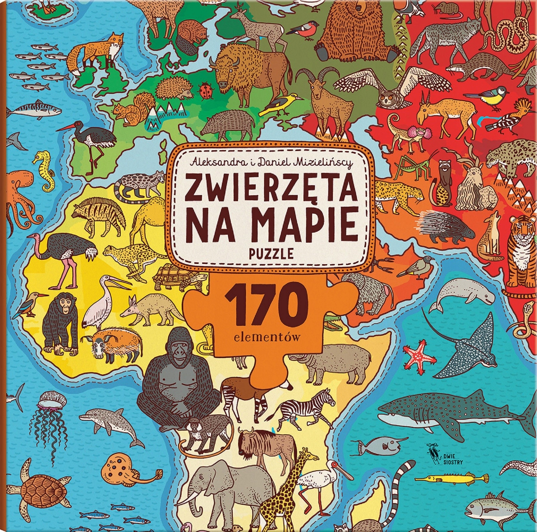 

Puzzle Zwierzęta na mapie Mizielińscy