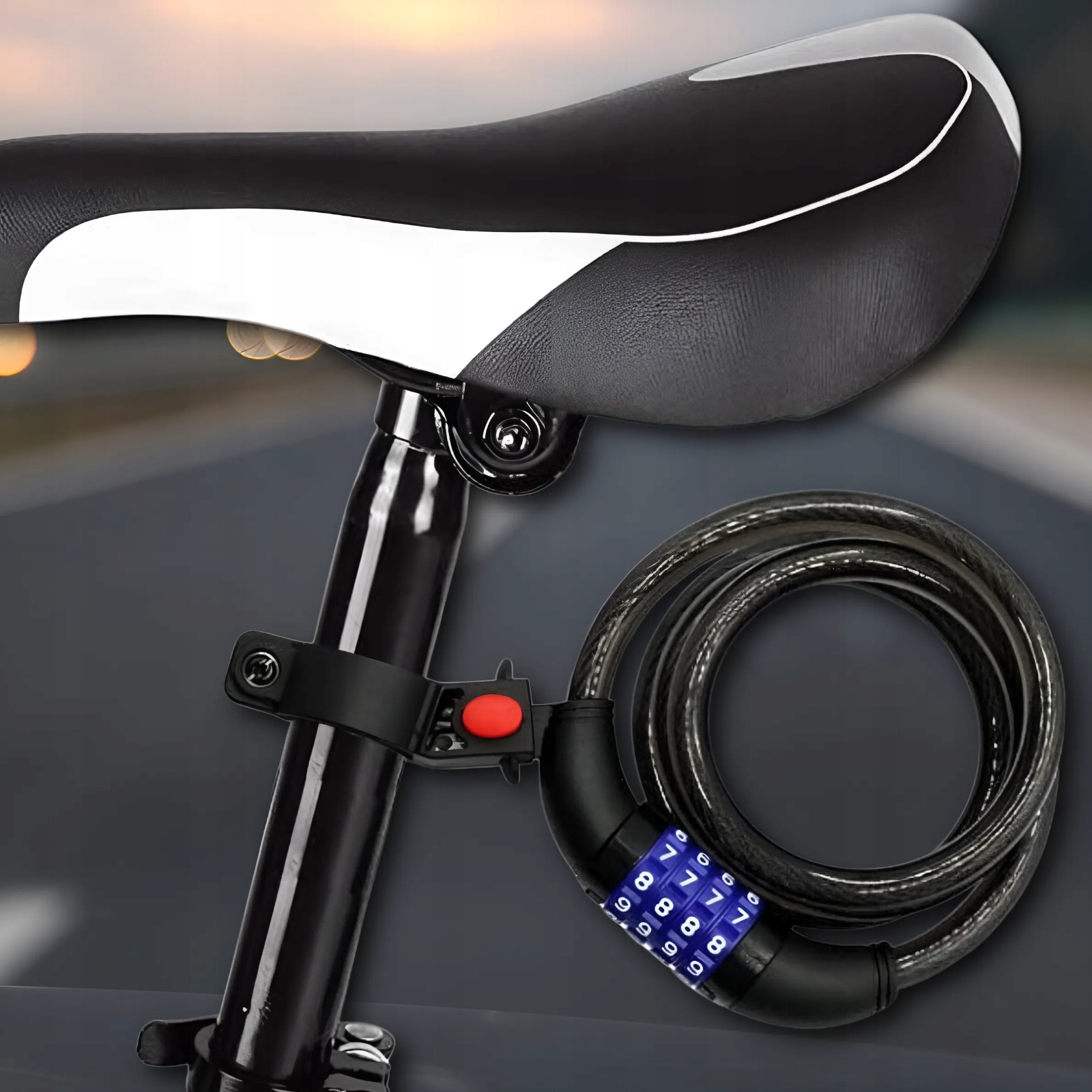 ZAPIĘCIE ROWEROWE DO ROWERU BLOKADA LINKA ZABEZPIECZENIE KŁÓDKA SZYFR Średnica 12 mm