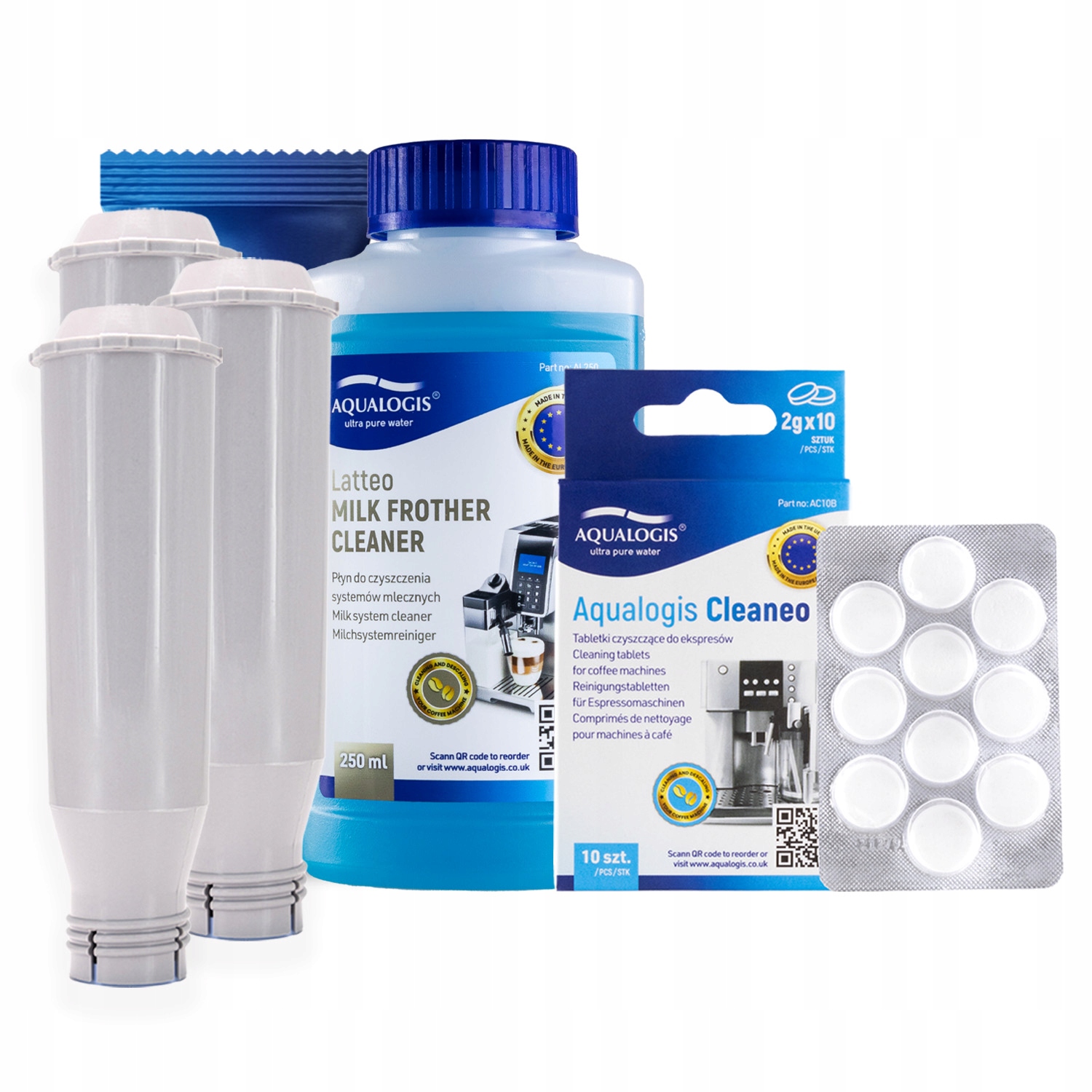 3x Filtr vody AL-TES46 pro kávovar Krups Tekutina Latteo 0,25L Cleaneo