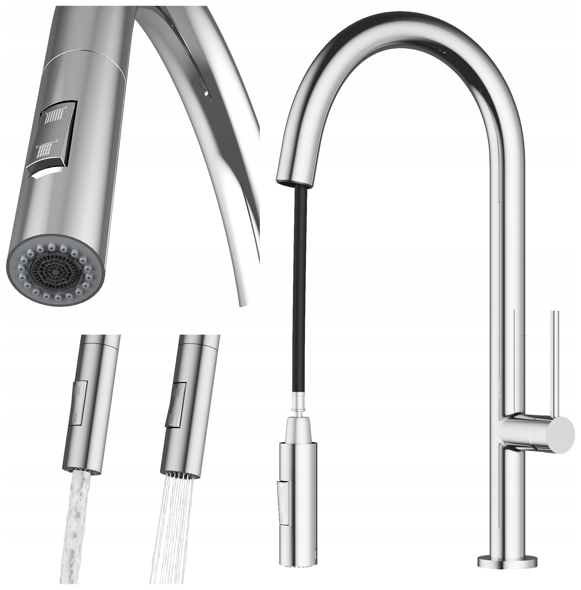 Kuchynská batéria chróm s výsuvným výtokom, stojankový kuchynský kohútik Vaya