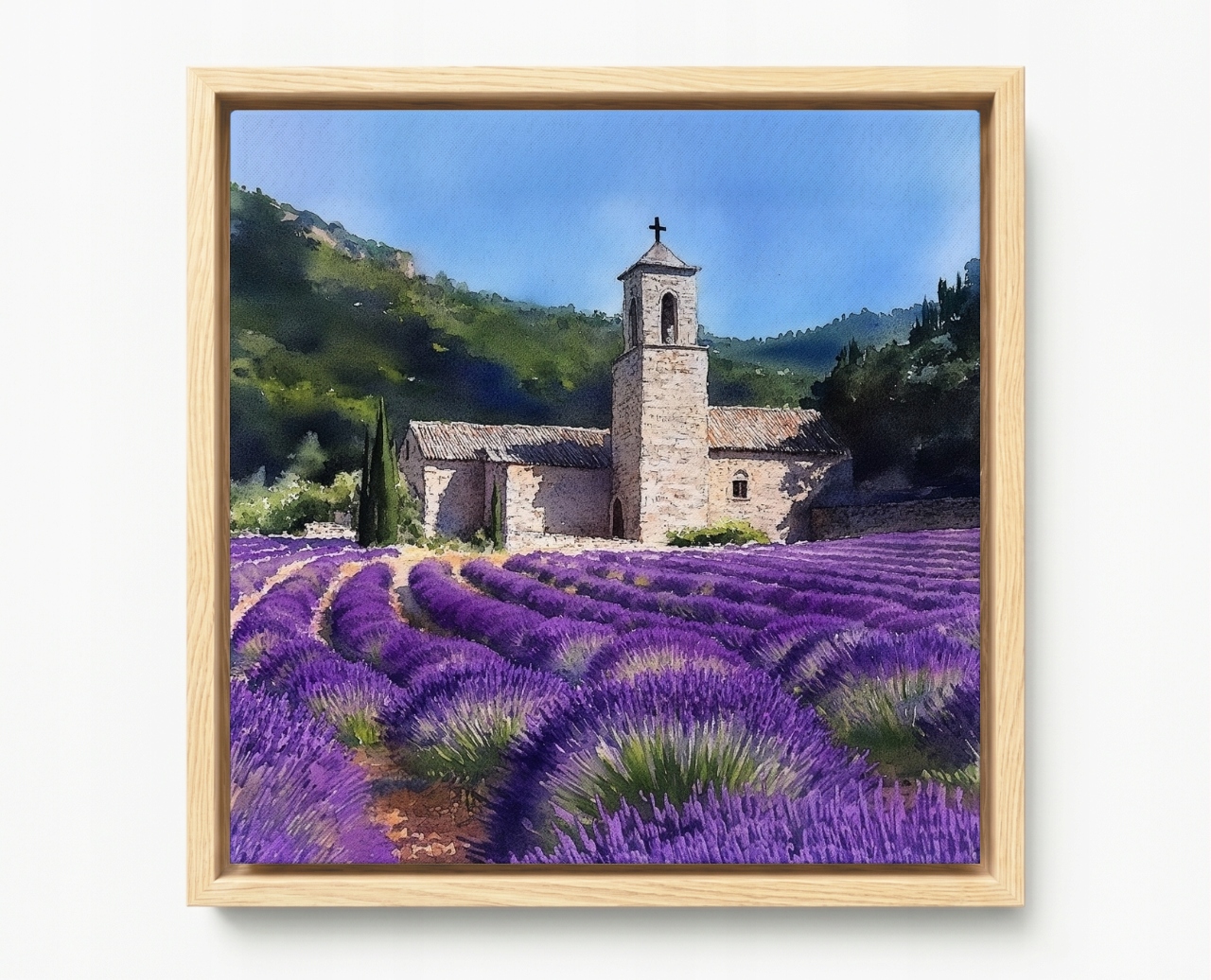 Obraz Rám Americký Box Krajina Francie Provence Klášter Levandule 40x40
