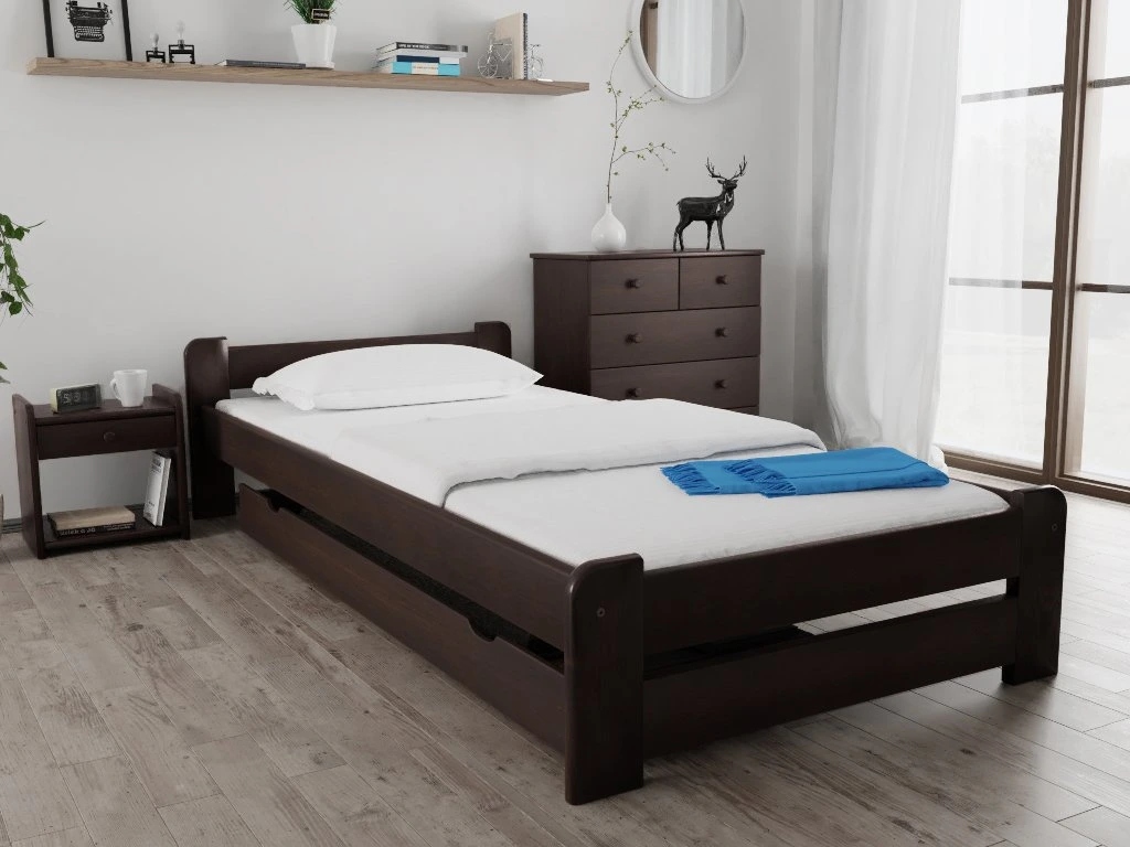 Postel Emily 90 x 200 cm, ořech Rošt: Bez roštu, Matrace: Bez matrace