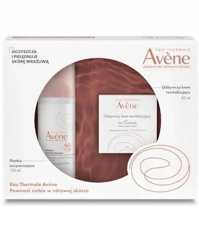 Avene pianka oczyszczająca 150 ml odżywczy krem rewitalizujący 50 ml
