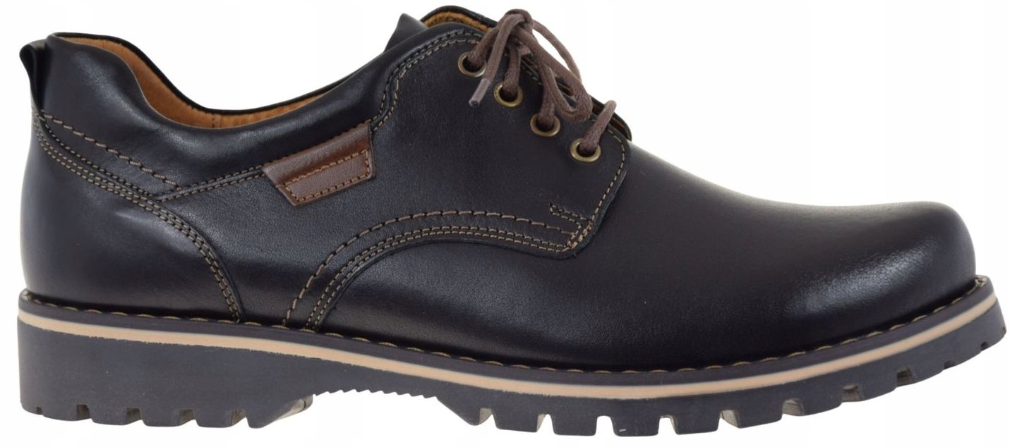 Černé pánské kožené polobotky casual na silné podrážce Lemi 858 Nm VEL.43