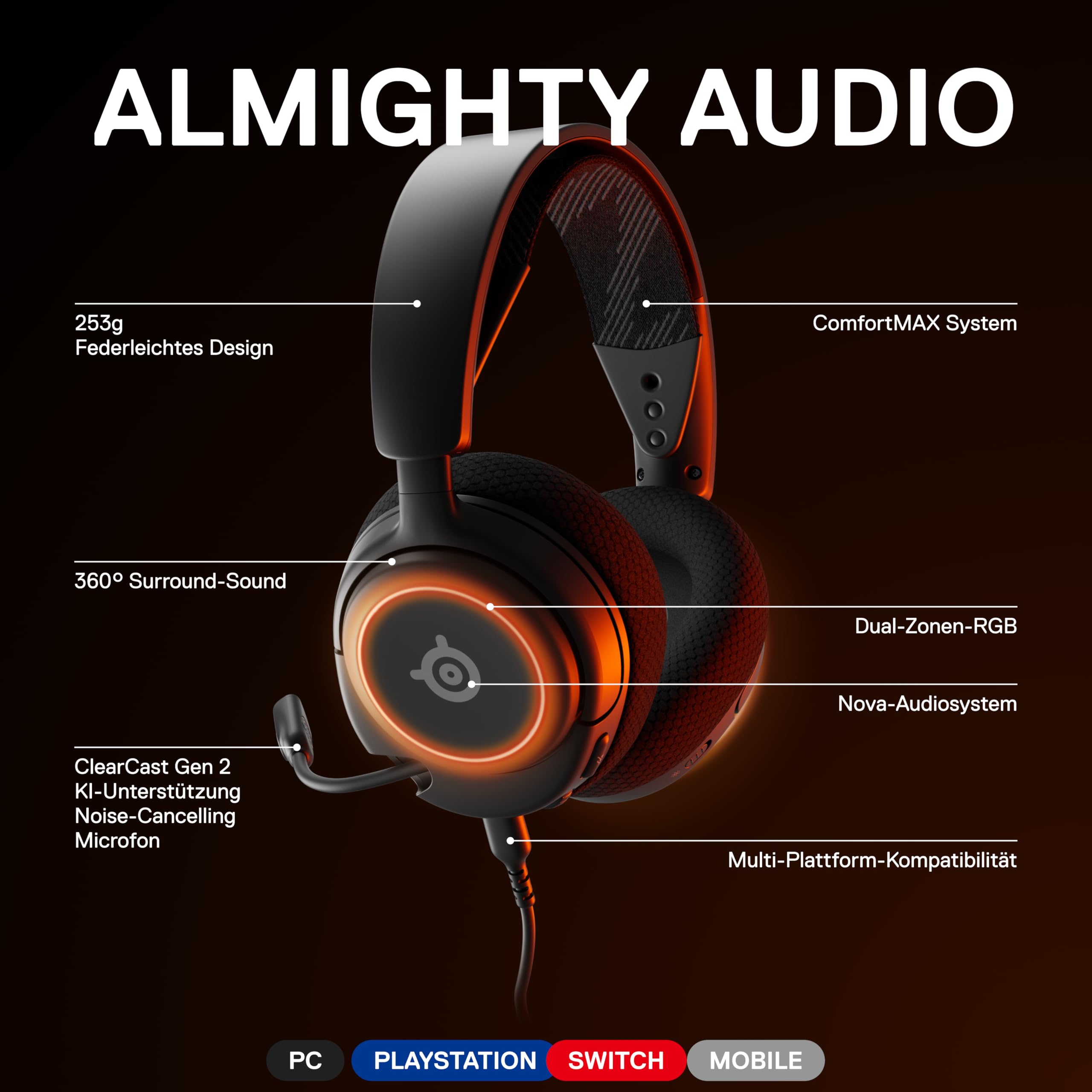 STEELSERIES Arctis Nova 3 Gaming Headset HiFi Surround RGB — miniatura 3