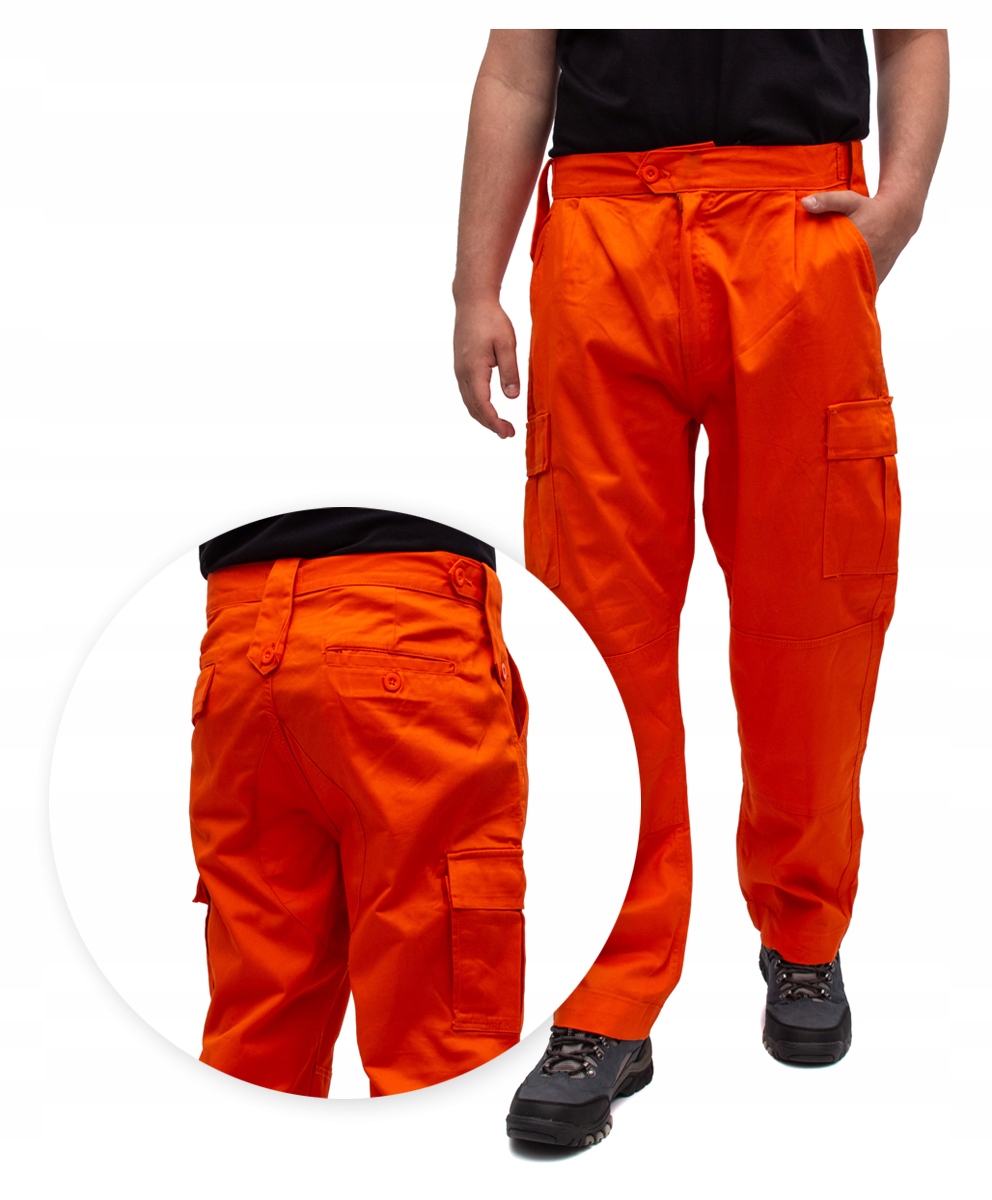 spodnie Robocze do pasa Bojówki pomarańczowe XXL