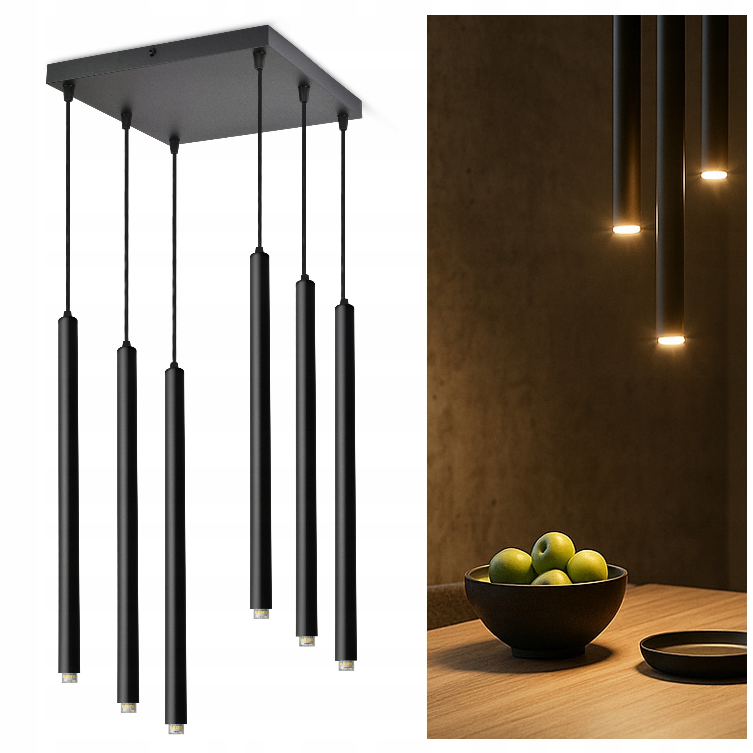 Stropní závěsná lampa Laser Sopel Tuba 853-AZ6 černá G9 6-bodová Led