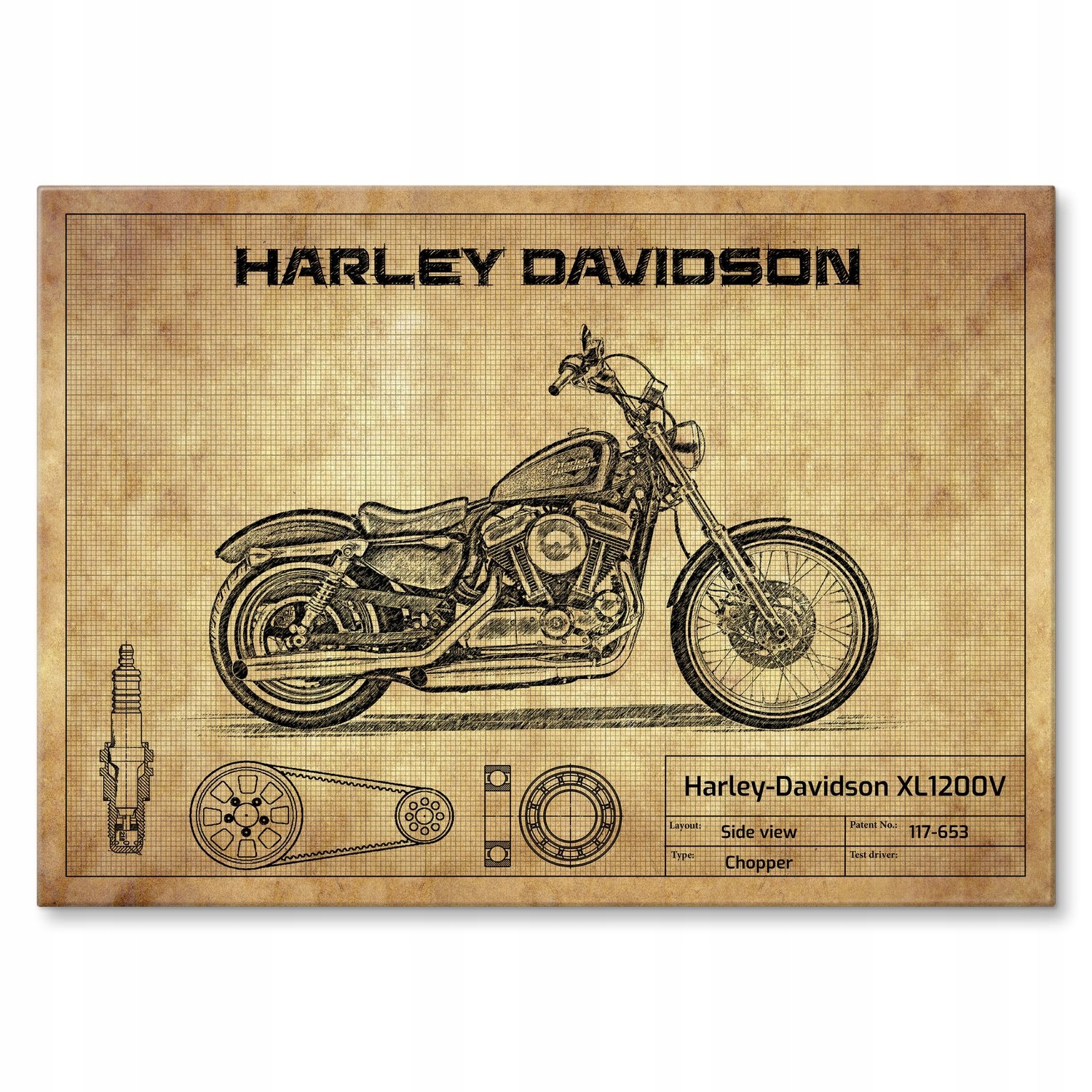Kovový plakát Harley-Davidson XL1200V Šidítko Plech 42 x 59,4 cm Dárek