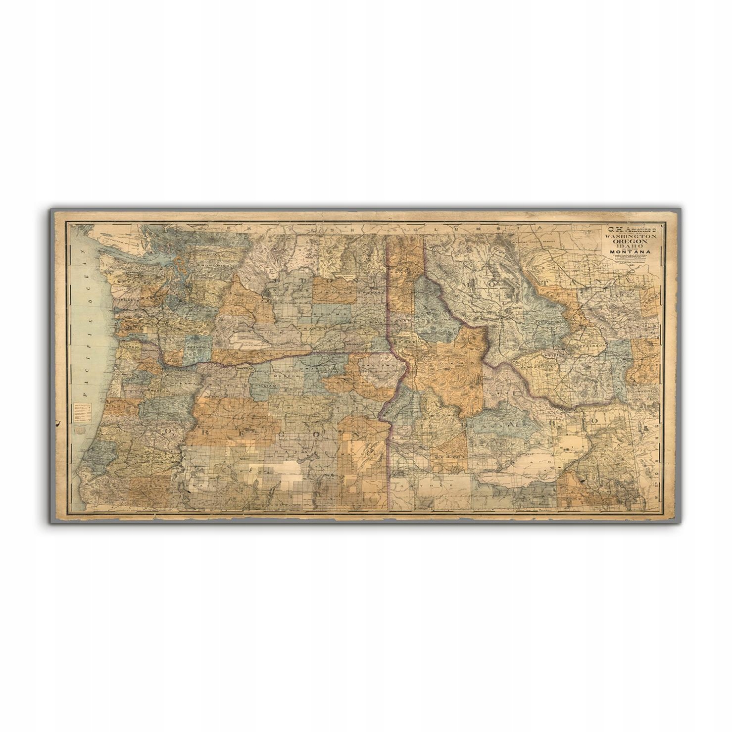 Akrylový fotoobraz 140x70 s grafikou Mapa Washington