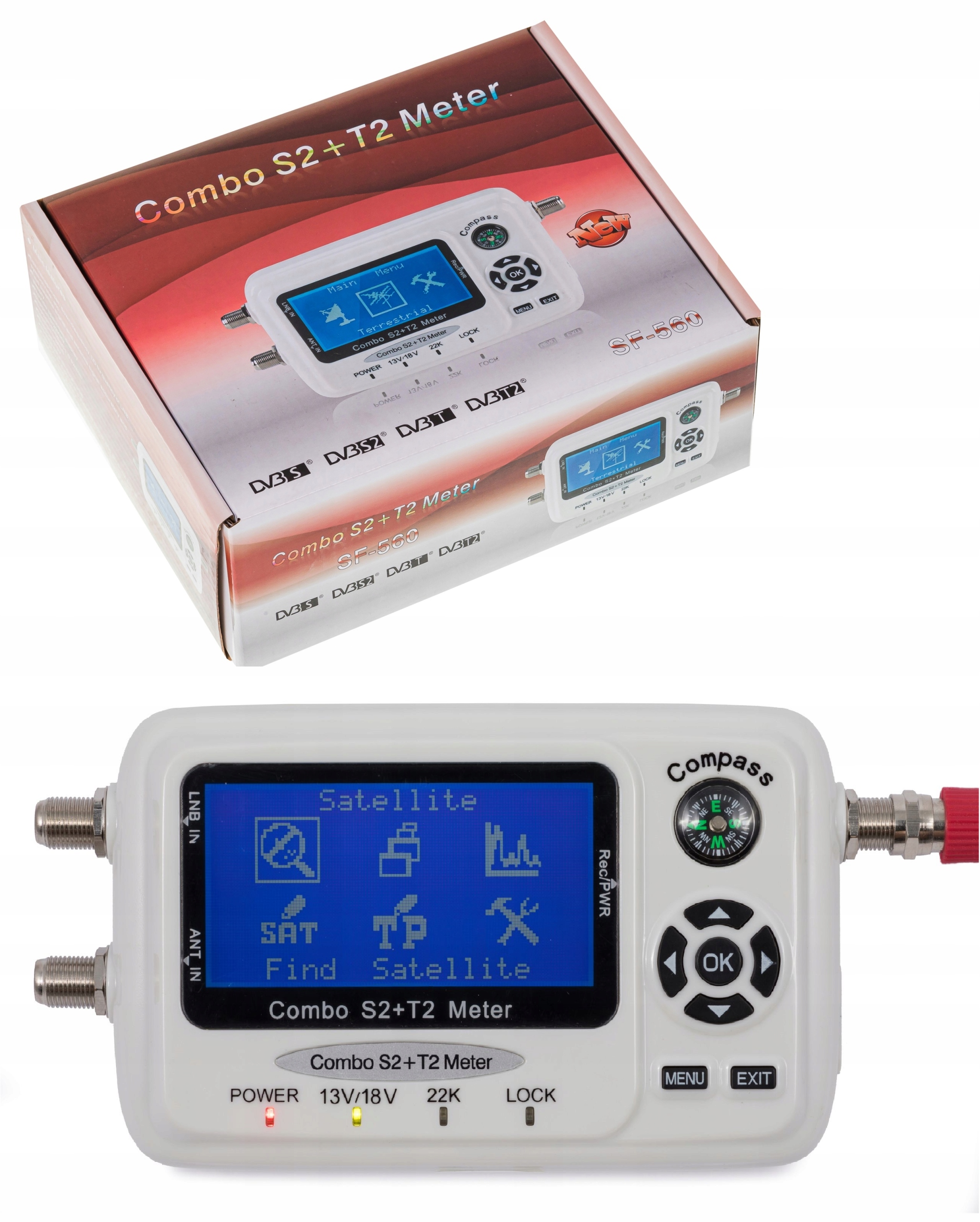 Merač Satelitného Signálu SF-560 Dvb-s DVB-S2 Sd a Hd Nový LCD Full