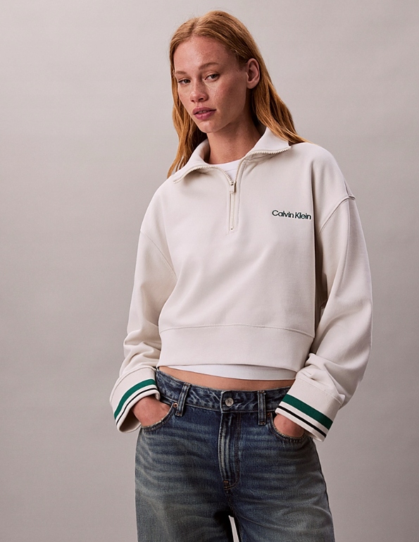 Dámská mikina Calvin Klein 1/4 Zip Sweater Graphic
