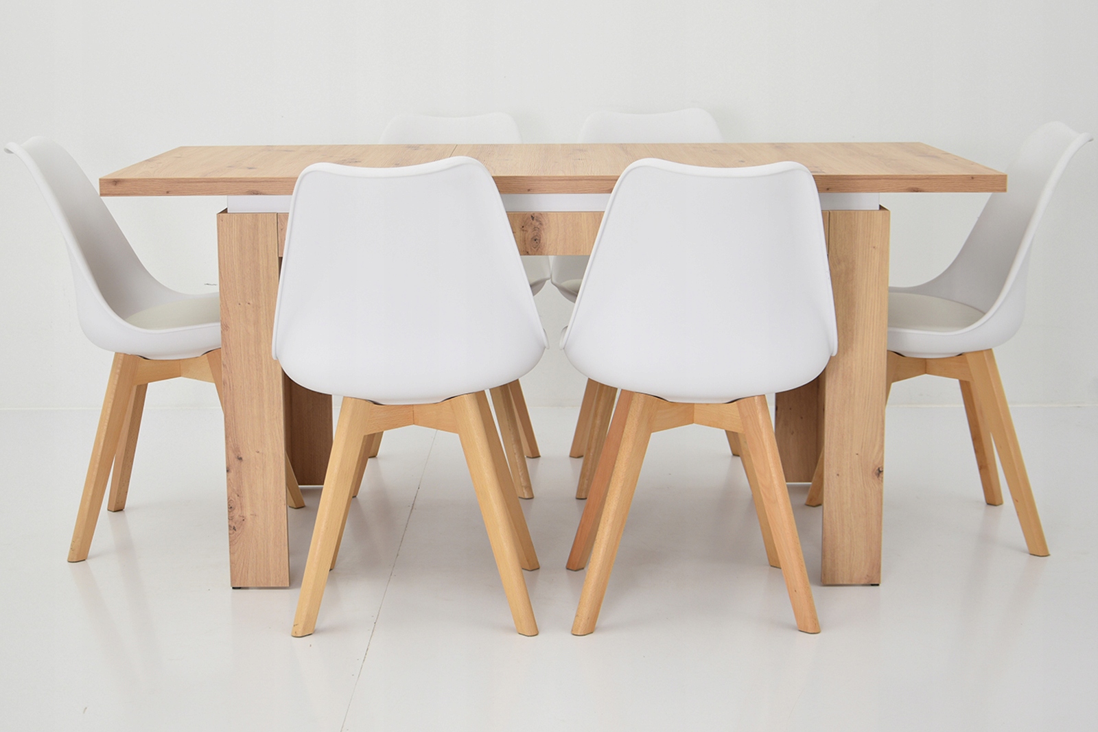 Biały ZESTAW SKANDYNAWSKI STÓŁ 80x120 i 6 krzeseł Kształt blatu prostokątny