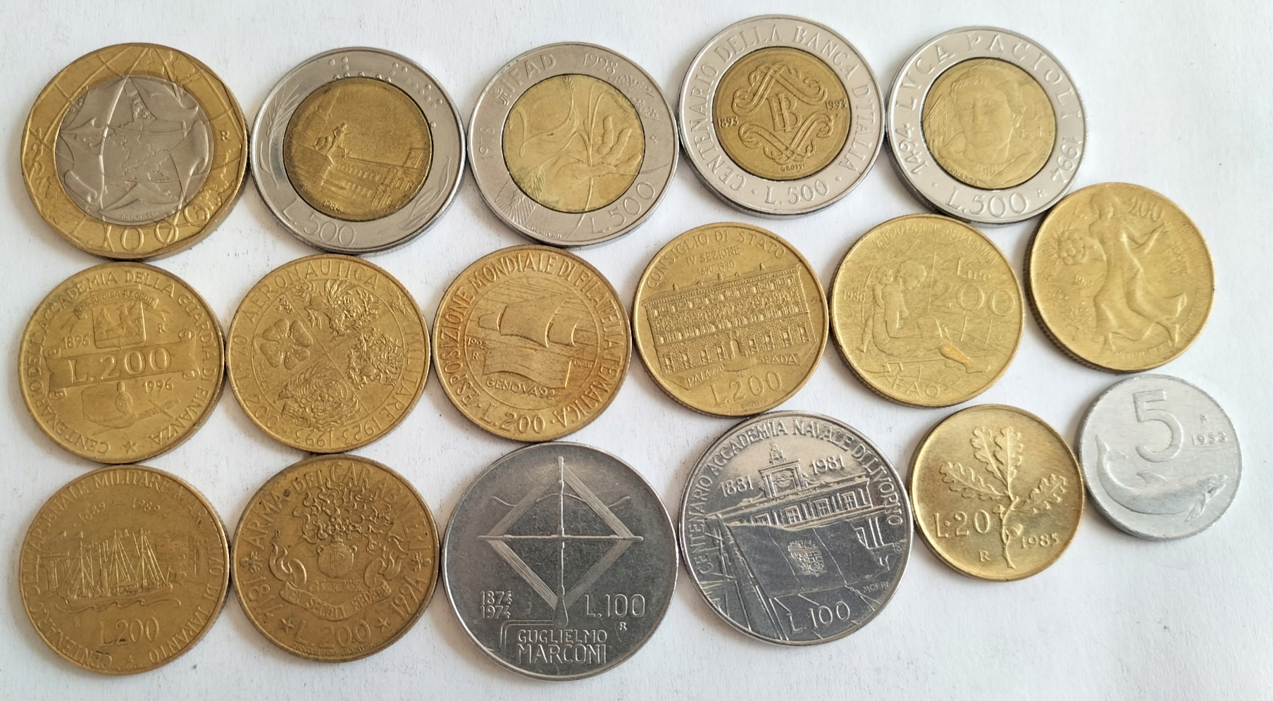 zestaw monet Włochy 17 szt