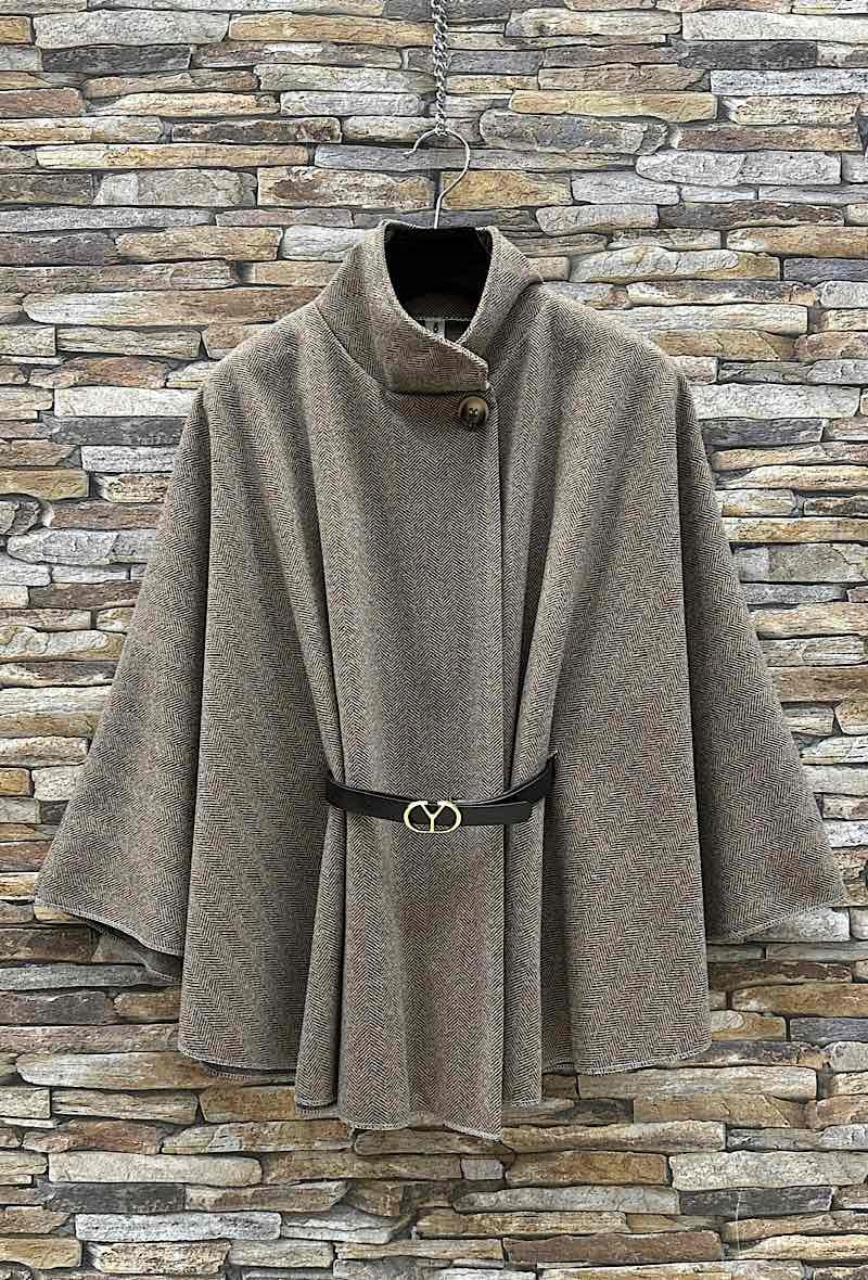 WYGODNE KLASYCZNE PONCZO Z PASKIEM