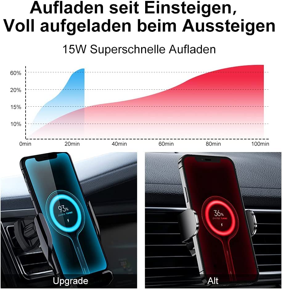 AmazeFan Bezprzewodowa ładowarka samochodowa 15 W Qi Czarna — miniatura 2