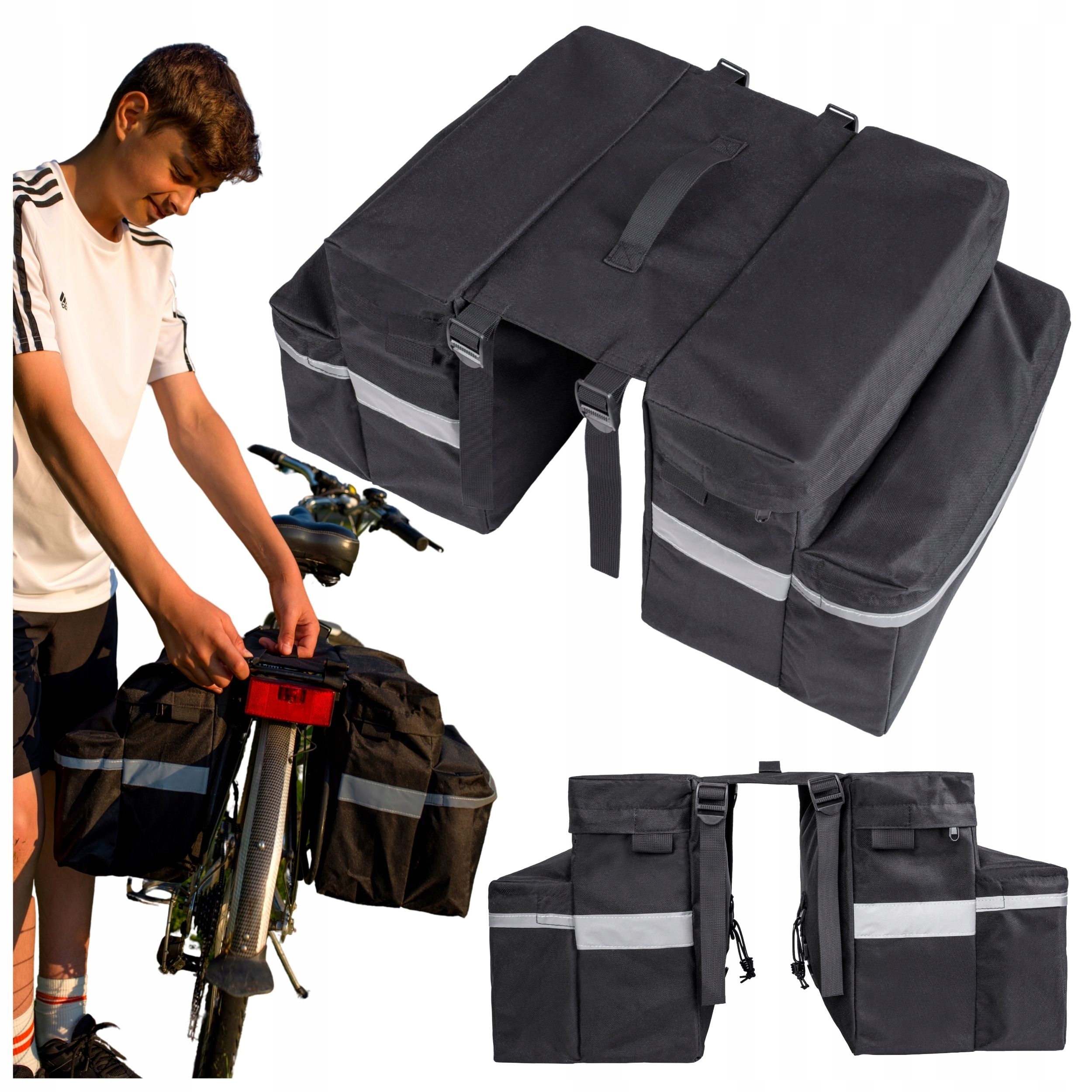 Pojemna Dwukomorowa Sakwa Rowerowa Rower Bagażnik