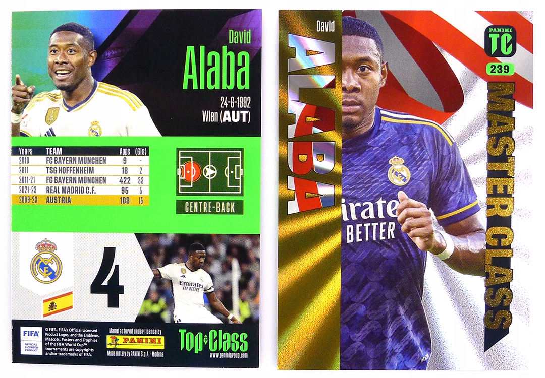 Karty piłkarskie Panini Top Class 2024 Master Class 239 Alaba (Real Madryt)