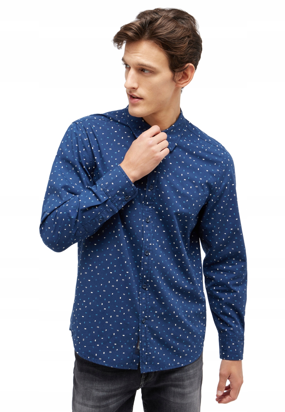 Mustang Pánská Tmavě Modrá Košile Se Vzorem Vzoru M