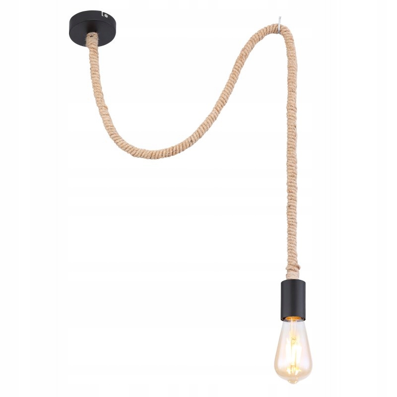 Závěsná lampa Ulleu z kovu a konopného lana ve stylu loft vintage