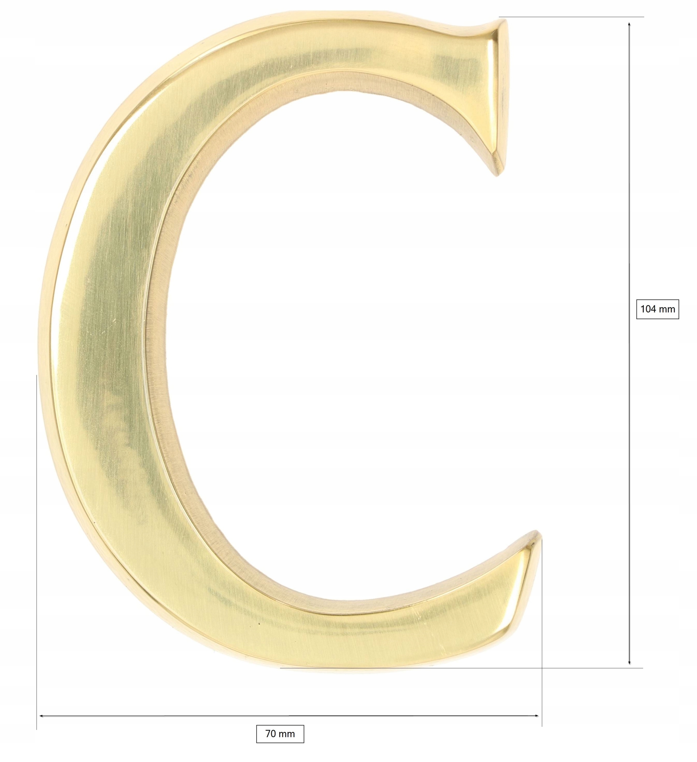 LITERA C NA DOM MOSIĘŻNA 10 CM ZŁOTA LITERKA Szerokość produktu 7 cm