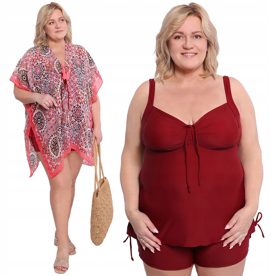 Červené dvoudílné plavky 56