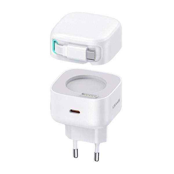 Usams Ładowarka sieciowa 1xUSB-C ze zwijanym kablem Usb-c (only head) Pd+qc