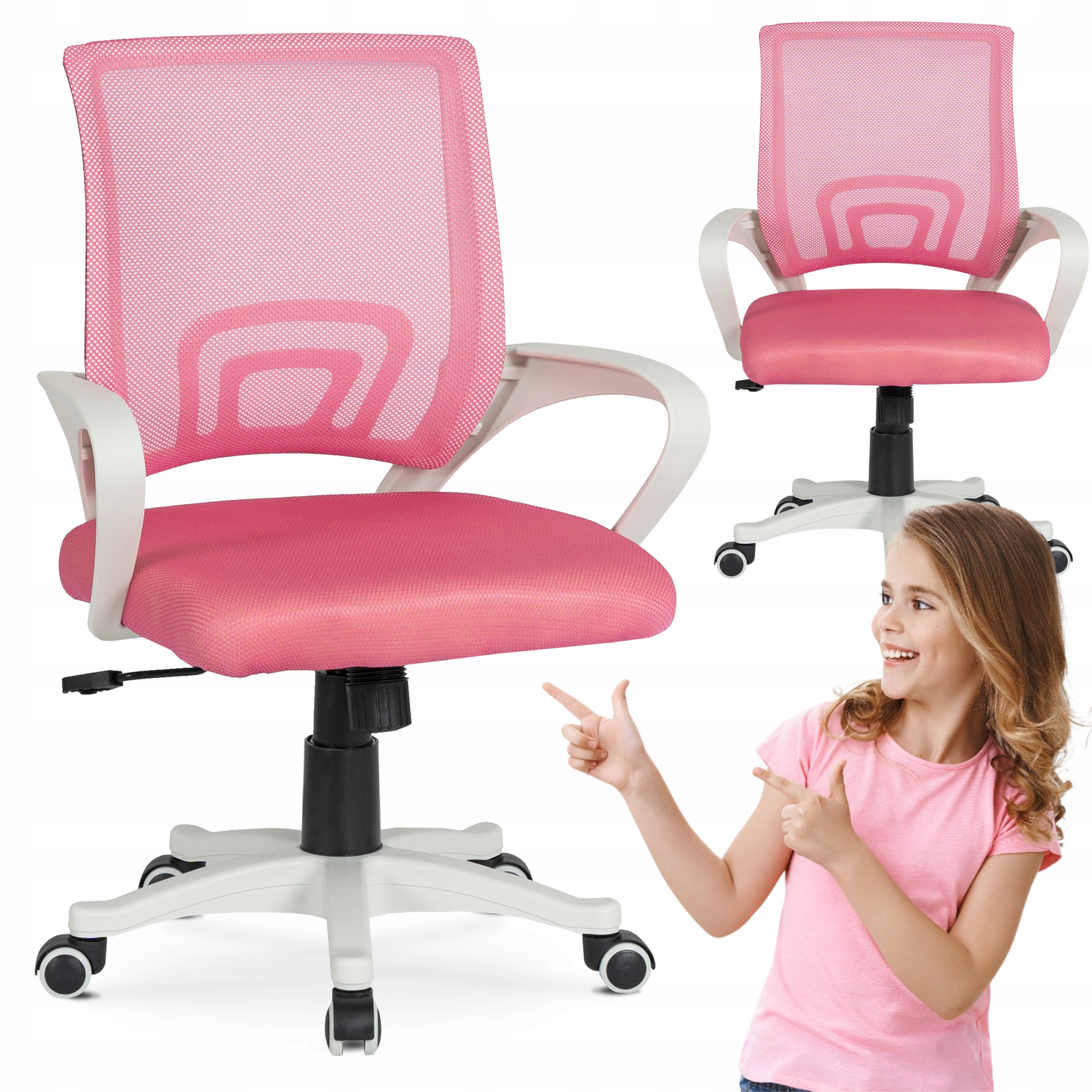 Růžové Pro Mládež otočné křeslo pro dítě růžové Nate