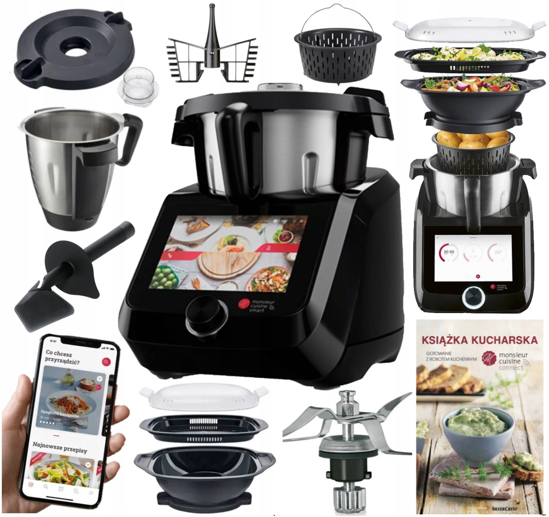 NOWY LIDLOMIX 2025 MONSIEUR CUISINE SMART ROBOT KUCHENNY 1200 W WiFi RATY 0 Pojemność koktajlera 3 l