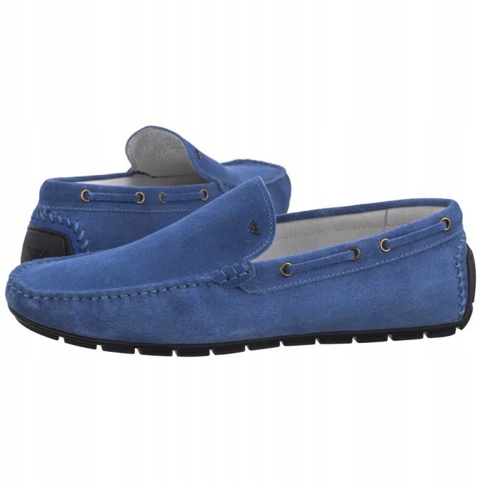 Pánské boty Velurové Polobotky Mokasíny Wojas 10047-69 Modré