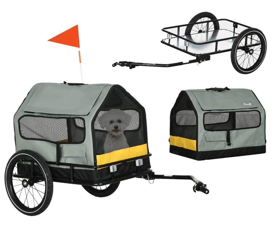 Levně Cyklistický Přívěs Pro Psa Zvířata Kočárek Přepravka Skládací Šedý