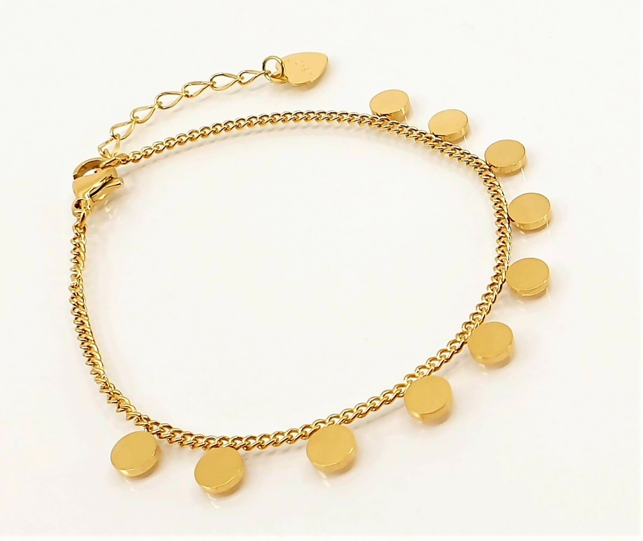 

459b Złota Bransoletka pancerka z kółkami 316L