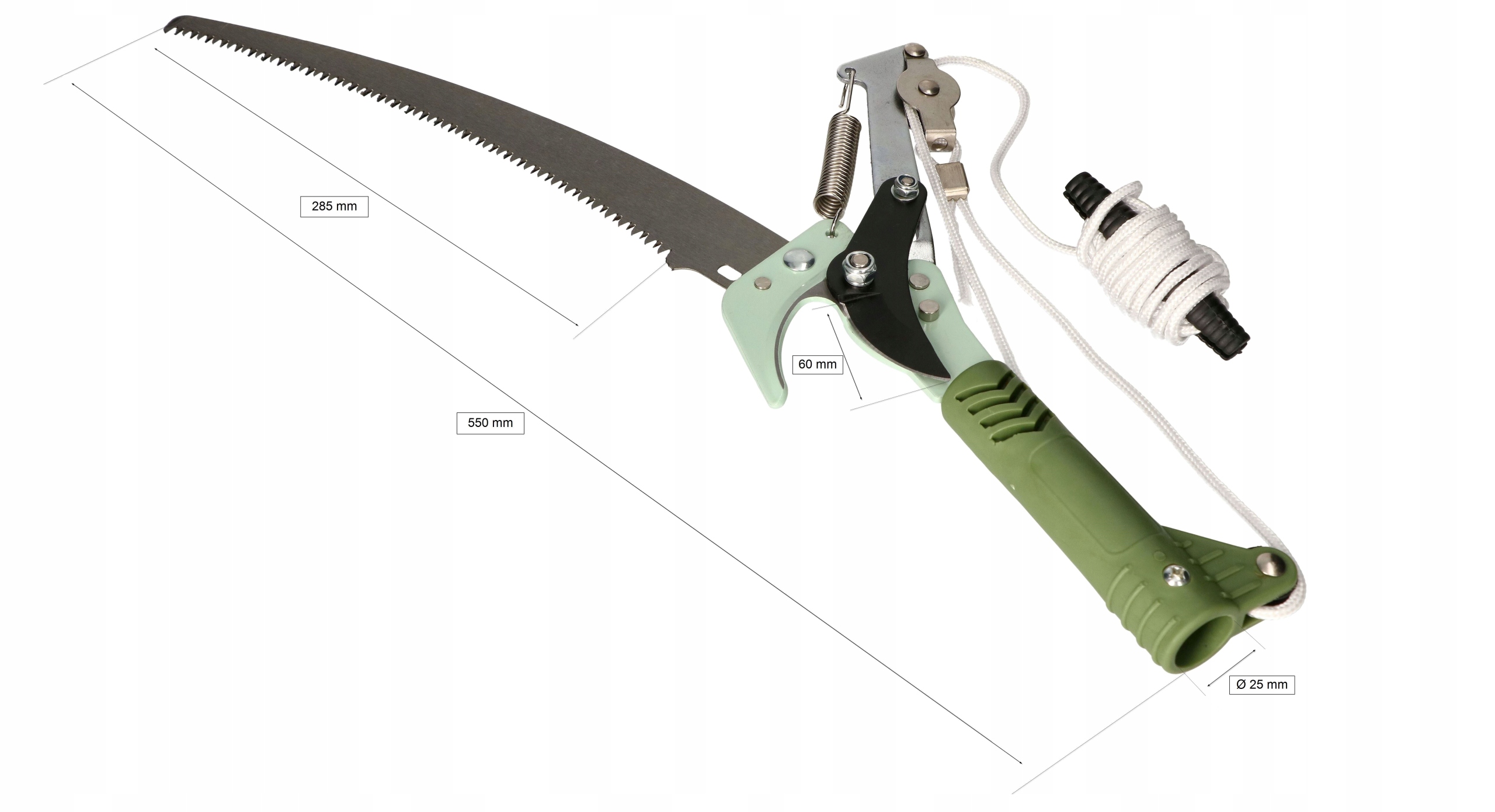 SEKATOR GĄSIENICOWY TELESKOPOWY DO GAŁĘZI Z PIŁĄ Zasilanie ręczne