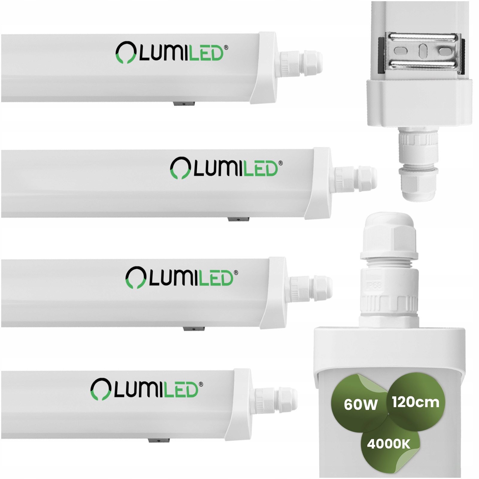4x Oprawa Hermetyczna Led Warsztatowa Lampa 120cm do Garażu 60W Wodoodporna