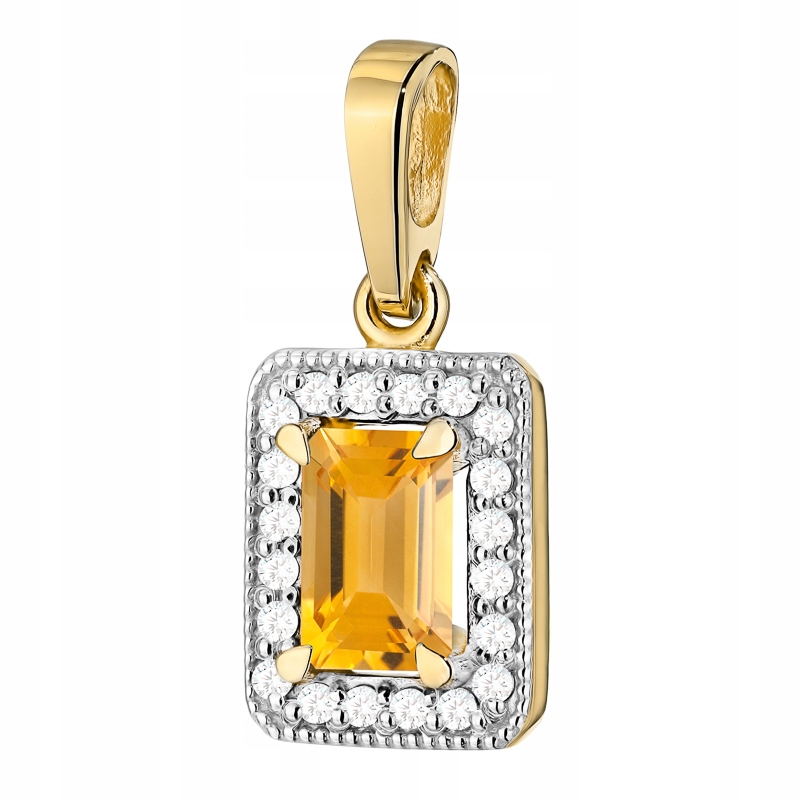 Zlatý Přívěsek Přívěsek pr. 585 s citronem 0,60 ct a brilianty 14k