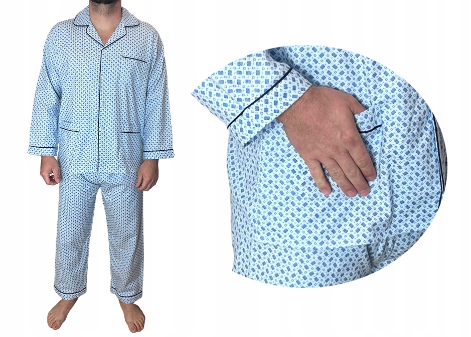 Pánské flanelové pyžamo z bavlněného flanelu s rozepínací bavlna Formax 4XL