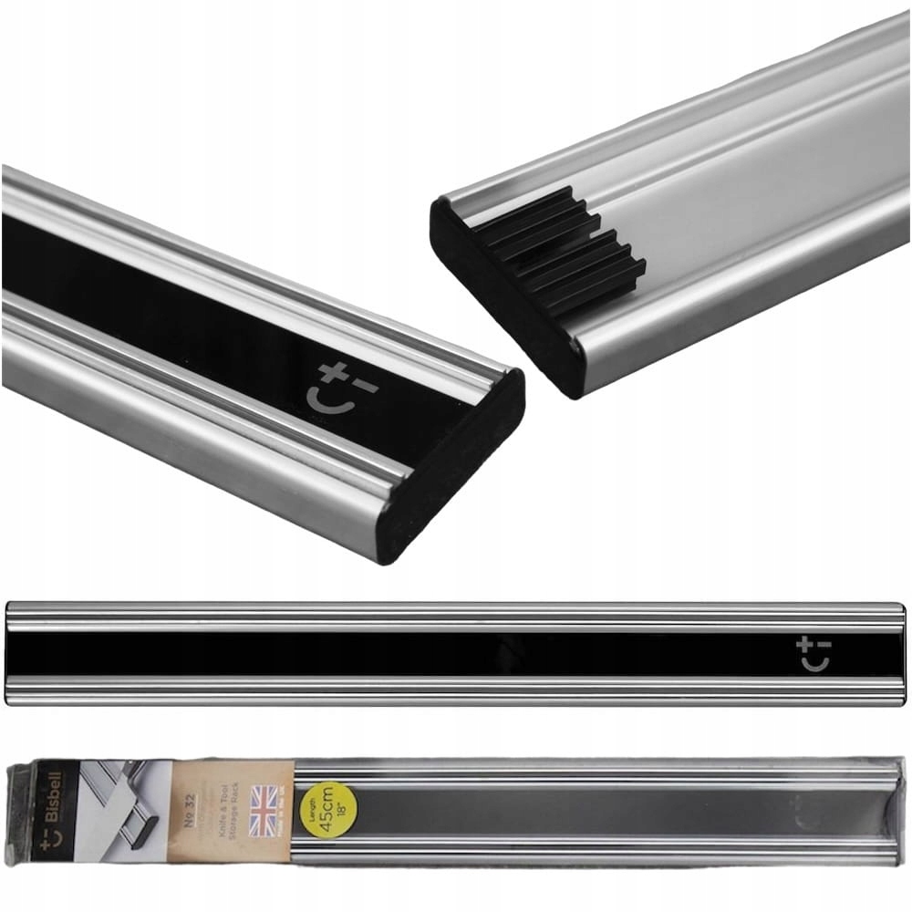 Bisbell Zrkadlová magnetická lišta na nože čierna 45 cm 450 mm BMKR32-45BK