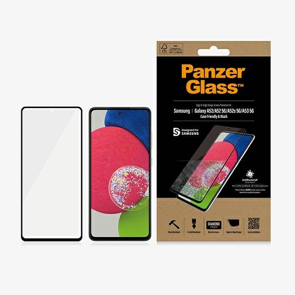 Tvrzené sklo PanzerGlass pro Galaxy A52/A53 5G AntiBacterial černé