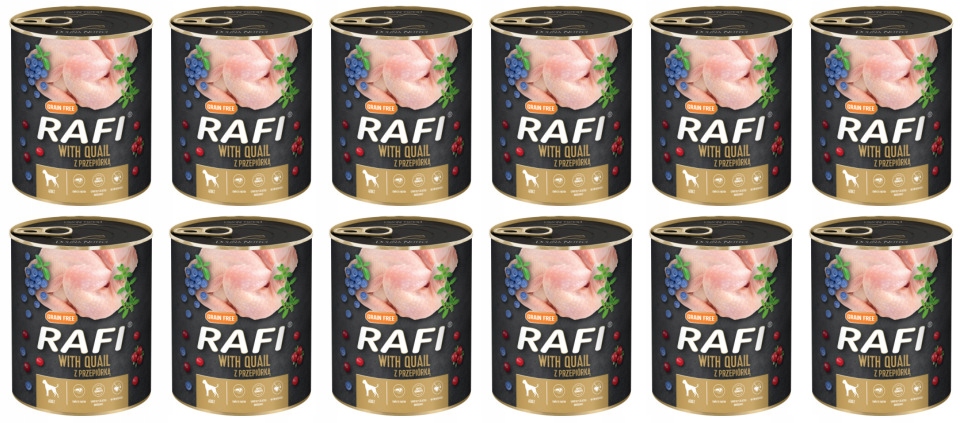 Levně Krmivo Mokré Pro Psy S Křepelkou 800 G Rafi X12 Ks