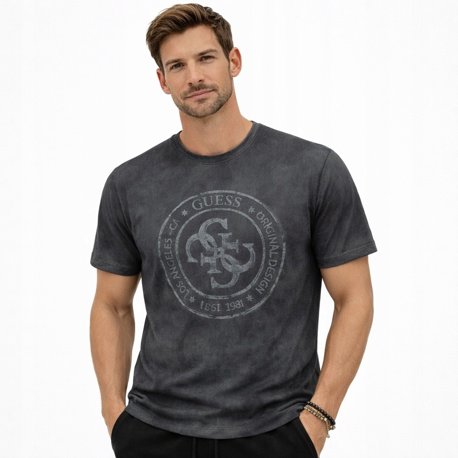 T-shirt Męski Guess M5GI12 K8FQ4 Grafitowy
