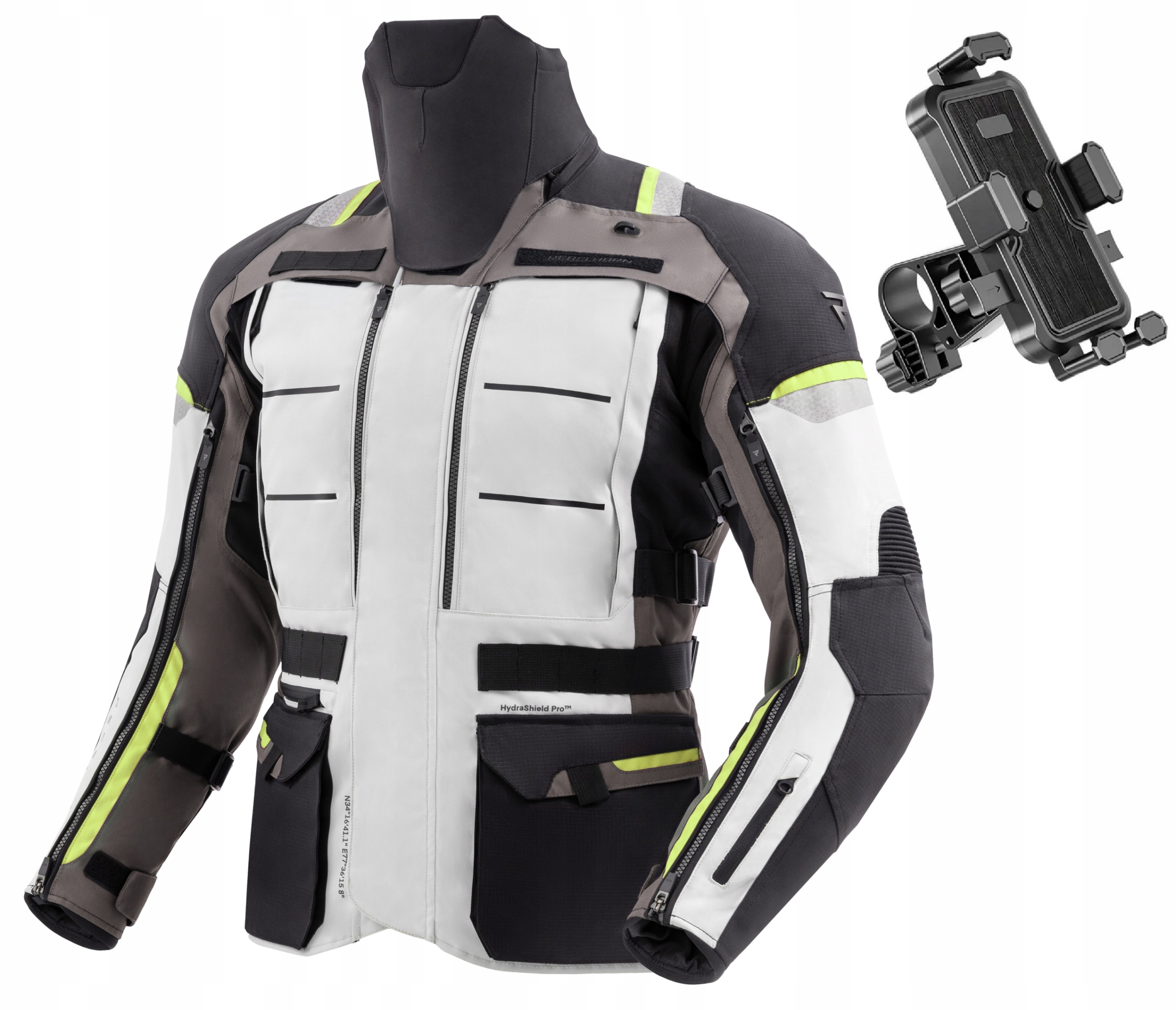 Rebelhorn Cubby V motocyklová bunda čierna/grey/fluo XXL držiak zdarma
