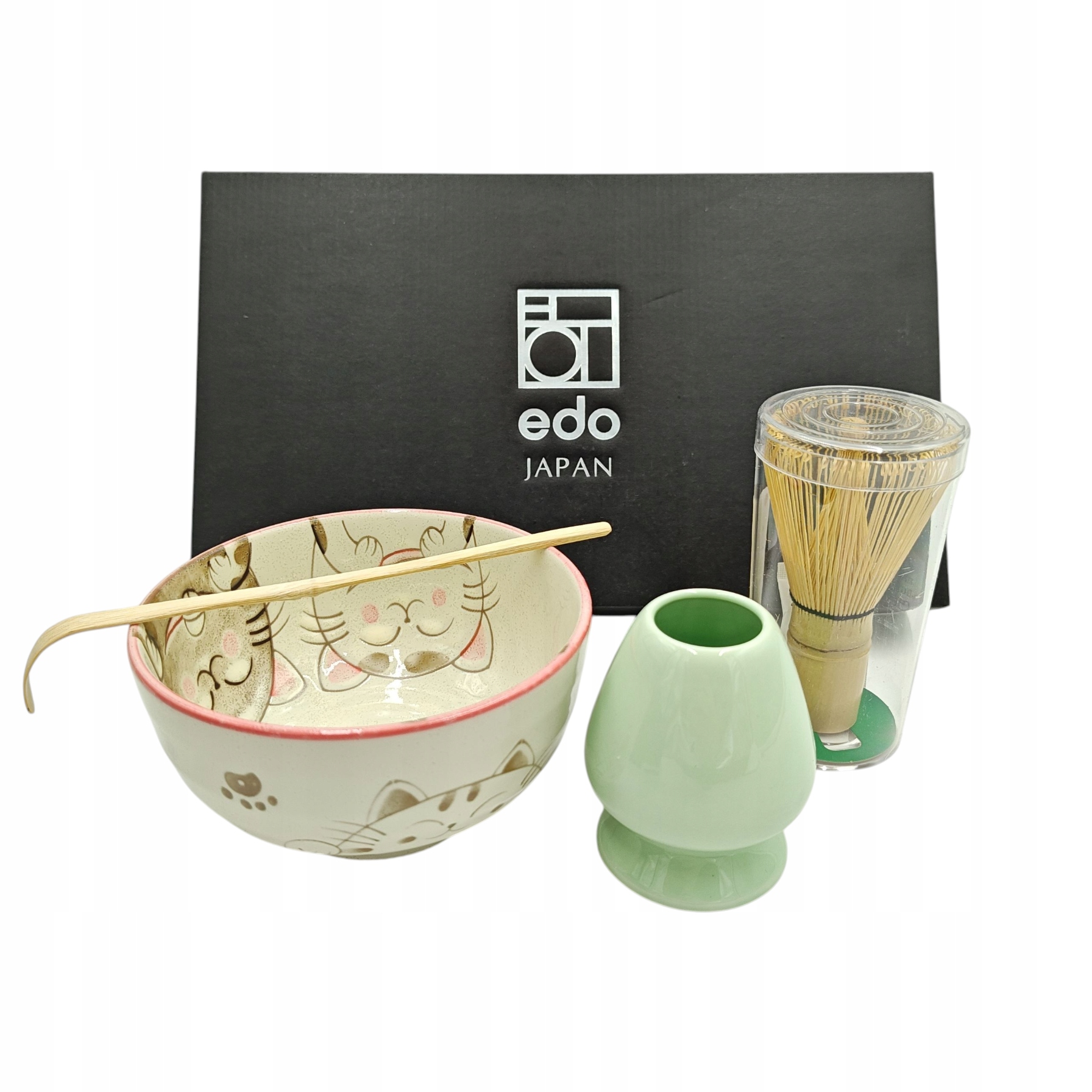 Zestaw Do Przygotowywania Herbaty Matcha Maneki Neko Różowy Edo Japan